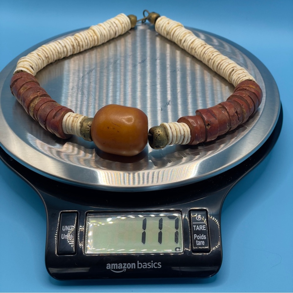 Vintage African Tribal Choker w/ HUGE Phenolic Amber Bead – Maasai Magic! 🔥 - Picture 10 of 11